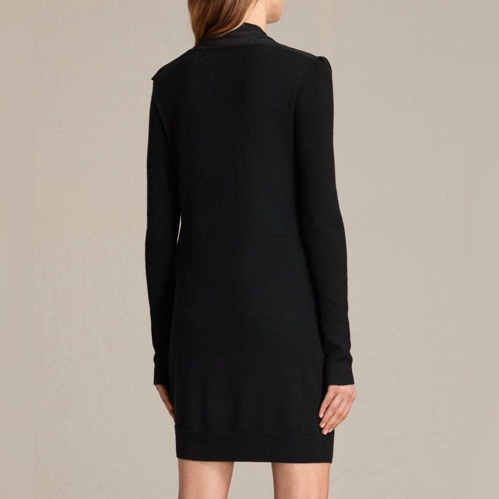 All Saints Drina V-Neck Merino Wool Long Sweater Mini Dress XS - Picture 3 of 10